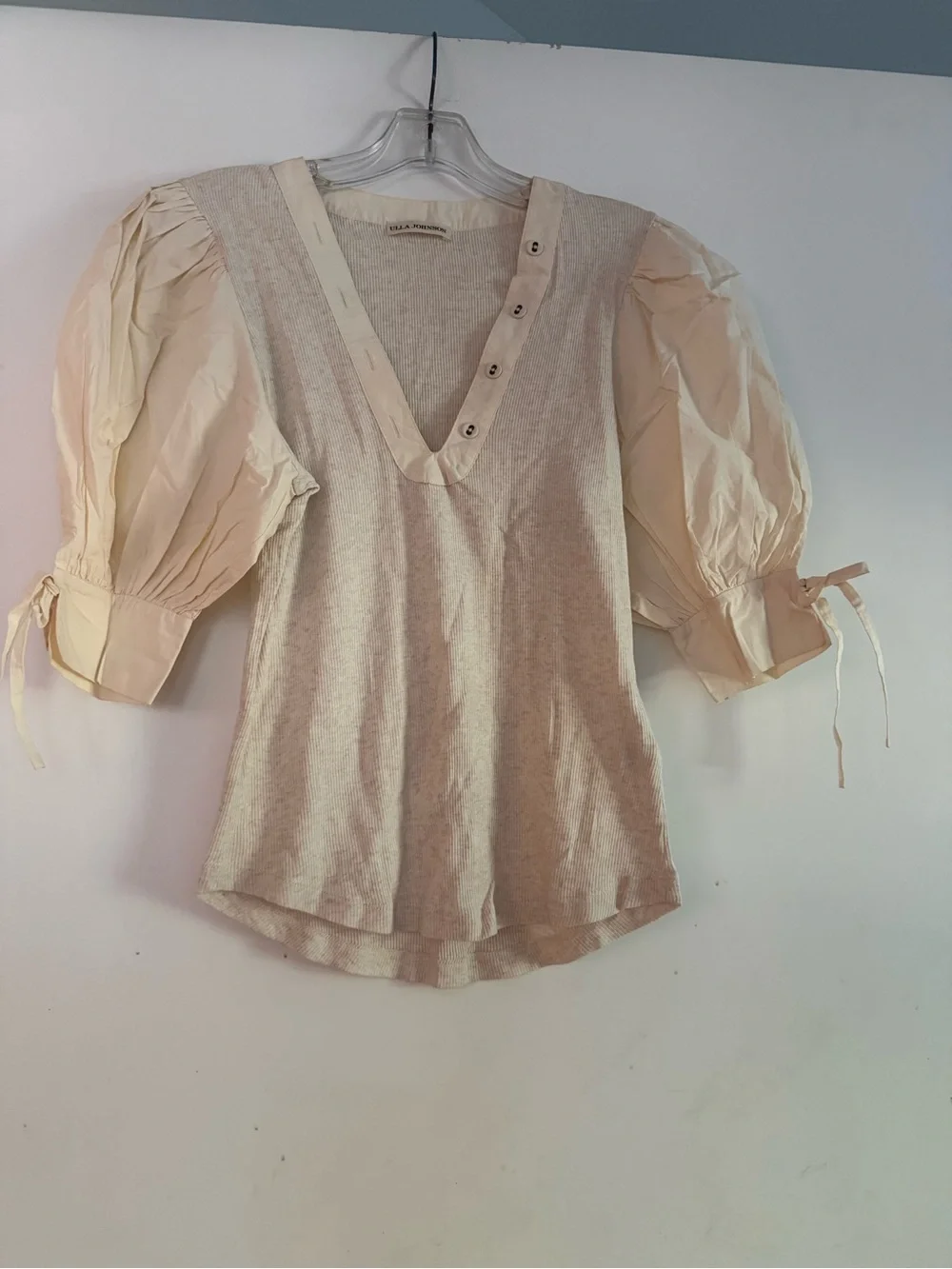 Ulla Johnson Pia Ribbed Puffed Sleeve Top Size S